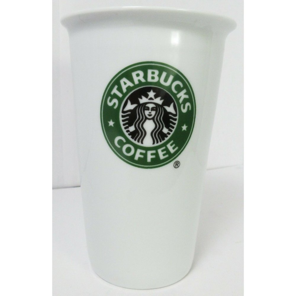 2010 Starbucks Classic Mermaid Logo Ceramic White Double Wall Cup Mug Tumbler